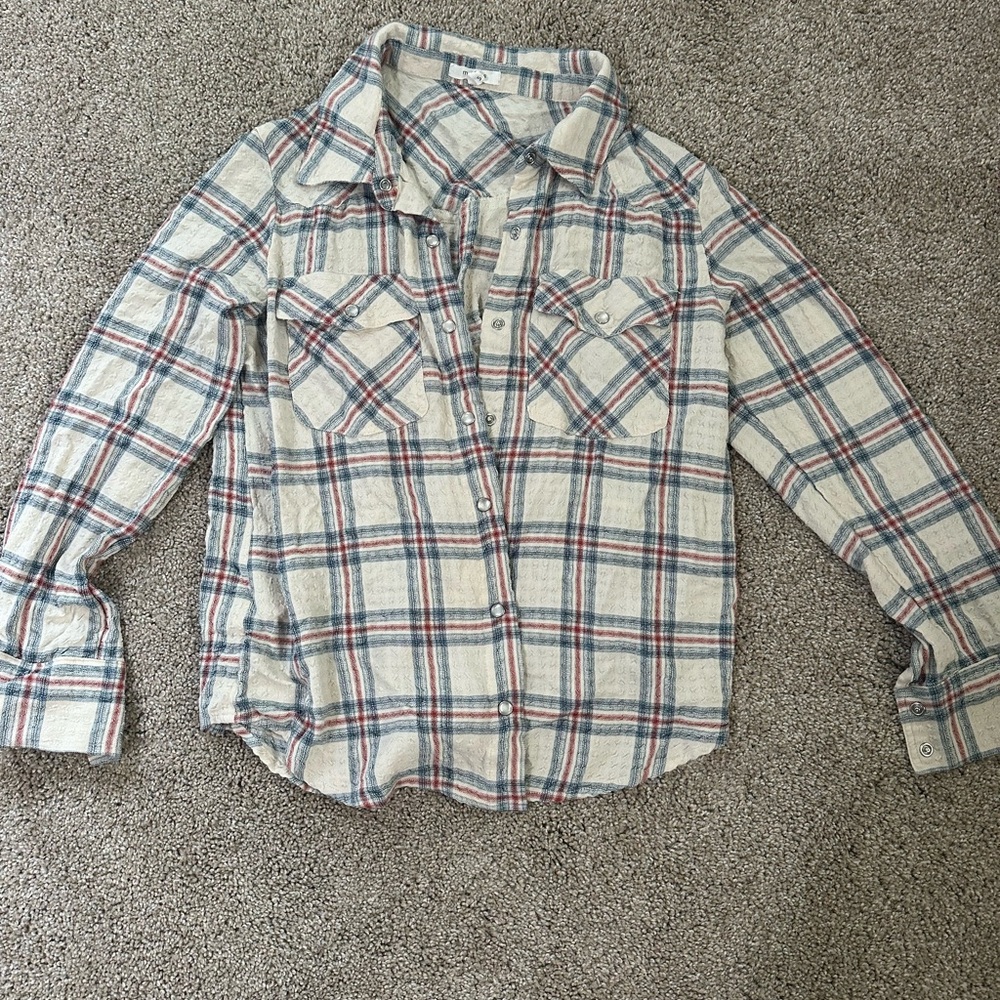 Maurices Blue and Red Plaid Kids Button Down Shirt